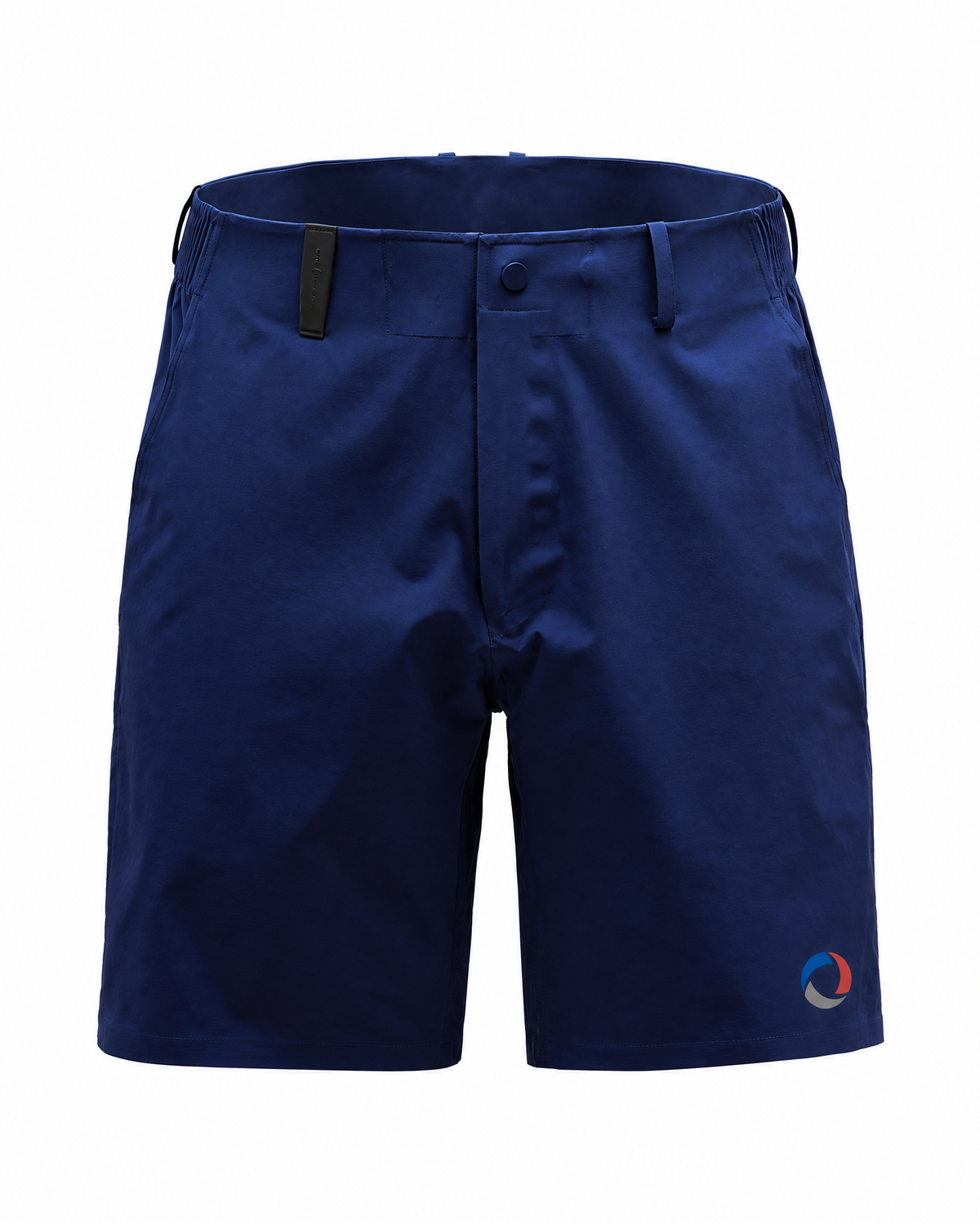 Midnight blue Sail Racing Ultrion shorts with the Open Ocean Racing mark on the leg