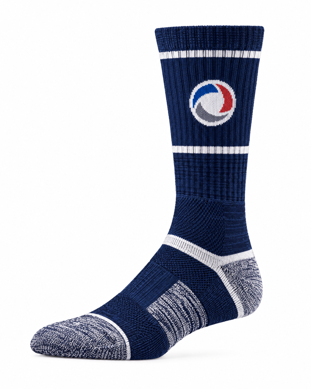 Navy crew sock with the Open Ocean Racing mark knitted into the calf